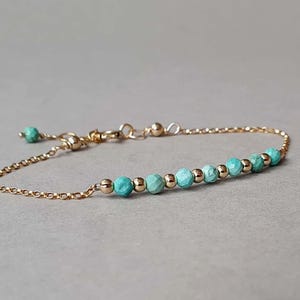 Gold chain turquoise bracelet, minimalist bracelet, gift for her, December birthstone, turquoise jewelry