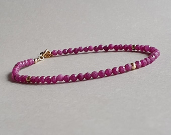 Gold ruby bracelet, July birthstone, Valentine's day, gift for her, precious gemstone jewelry