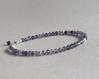 Iolite bracelet, water sapphire jewelry, stacking gemstone bracelet, gift for her, calming bracelet