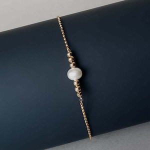 Gold Filled Pearl Anklet: Delicate Summer Ankle Bracelet