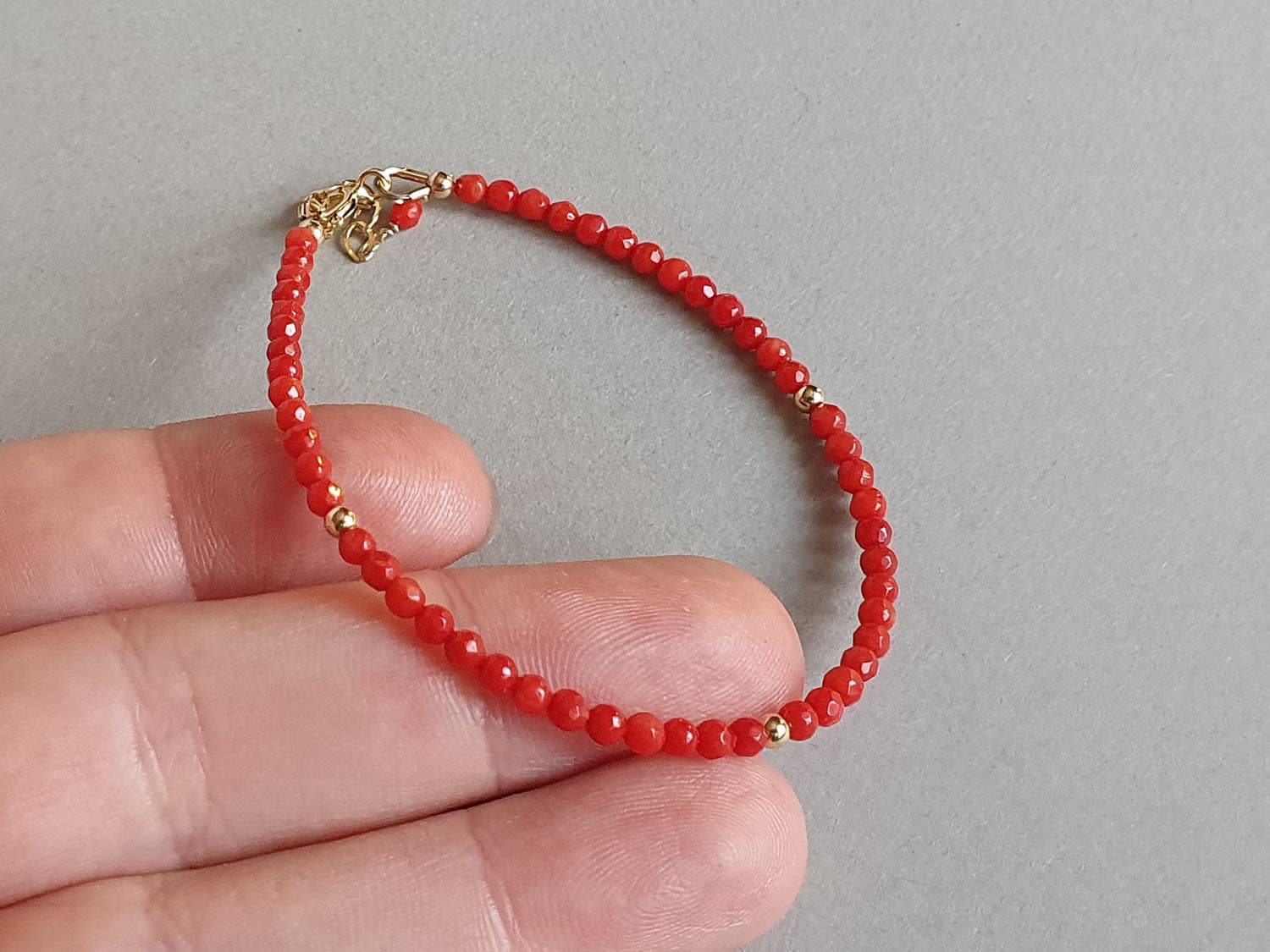 Red Coral Bracelet, Bracelet for Women, Red Coral Jewelry