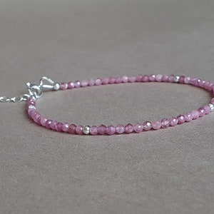 Pink Tourmaline Bracelet: Genuine Gemstone, Gold Filled or Sterling Silver