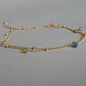 Gold double chain anklet, summer ankle bracelet for women, ankle jewerly, gemstone anklet