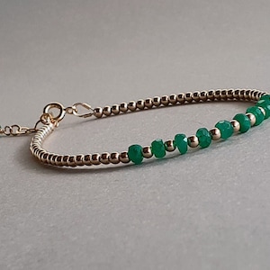 Gold Filled Emerald Bracelet: Adjustable Stacking Jewelry