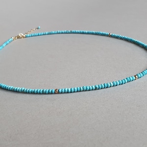 Turquoise Necklace: Gold Filled Gemstone Rondelle Necklace