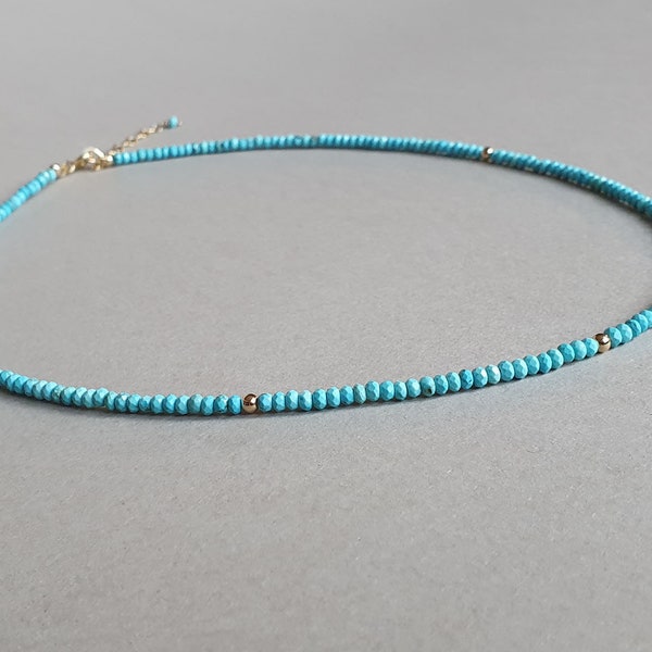 Collier turquoise, collier bleu fin, bijoux turquoise, cadeau pour elle, pierre de naissance de décembre