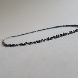 Raw black diamond necklace, April birthstone, gift for her, black diamond jewelry, free shipping