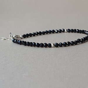 Black tourmaline bracelet, stackable bracelet,gift for her, October birthstone, black gemstone jewelry
