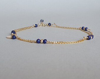 Sapphire Anklet: Gold Filled Layered Chain Ankle Bracelet