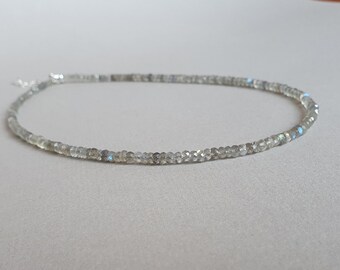 Silver labradorite necklace, genuine gemstone, handmade labradorite jewelry, gift for her