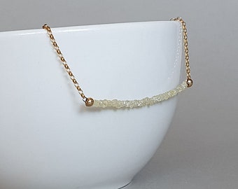 Yellow Raw Diamond Gold Filled Necklace: April Birthstone