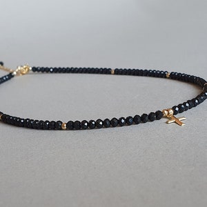 Gold Cross Black Tourmaline Necklace: Protection Jewelry Gift