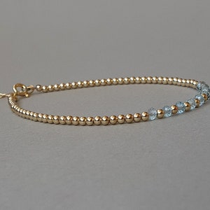 Gold and blue topaz bracelet, stacking bracelet, blue topaz jewelry, birthday gift for her, December birthstone