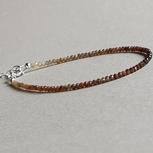 Brown tourmaline bracelet, thin gemstone bracelet, tourmaline jewelry, gift for her, October birthstone