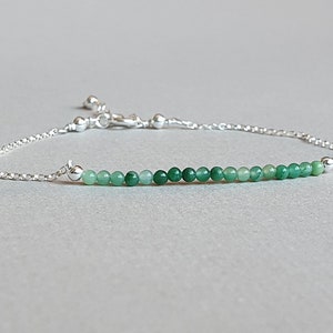 Sterling Silver Green Jade Bracelet: Gemstone Rondelle Jewelry