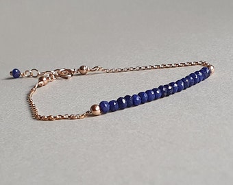 Rose gold chain sapphire bracelet, minimalist bracelet, gift for her, September birthstone, sapphire jewelry