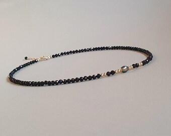 Black spinel and pearl necklace,  protection necklace, black gemstone jewelry, gift for women, black pearl jewelry