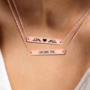Custom Horizontal Bar Necklace, Personalized Submissive Pendant, Slave Jewelry, Customizable Charm, Dom/sub Locket, Customizable Lavaliere