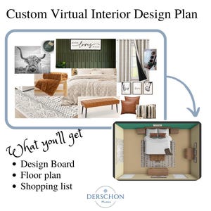 Custom Virtual Interior Design Plan | Digital Room Design | Home Design | E-Design Services | Design Mood Board | Online Interior Design