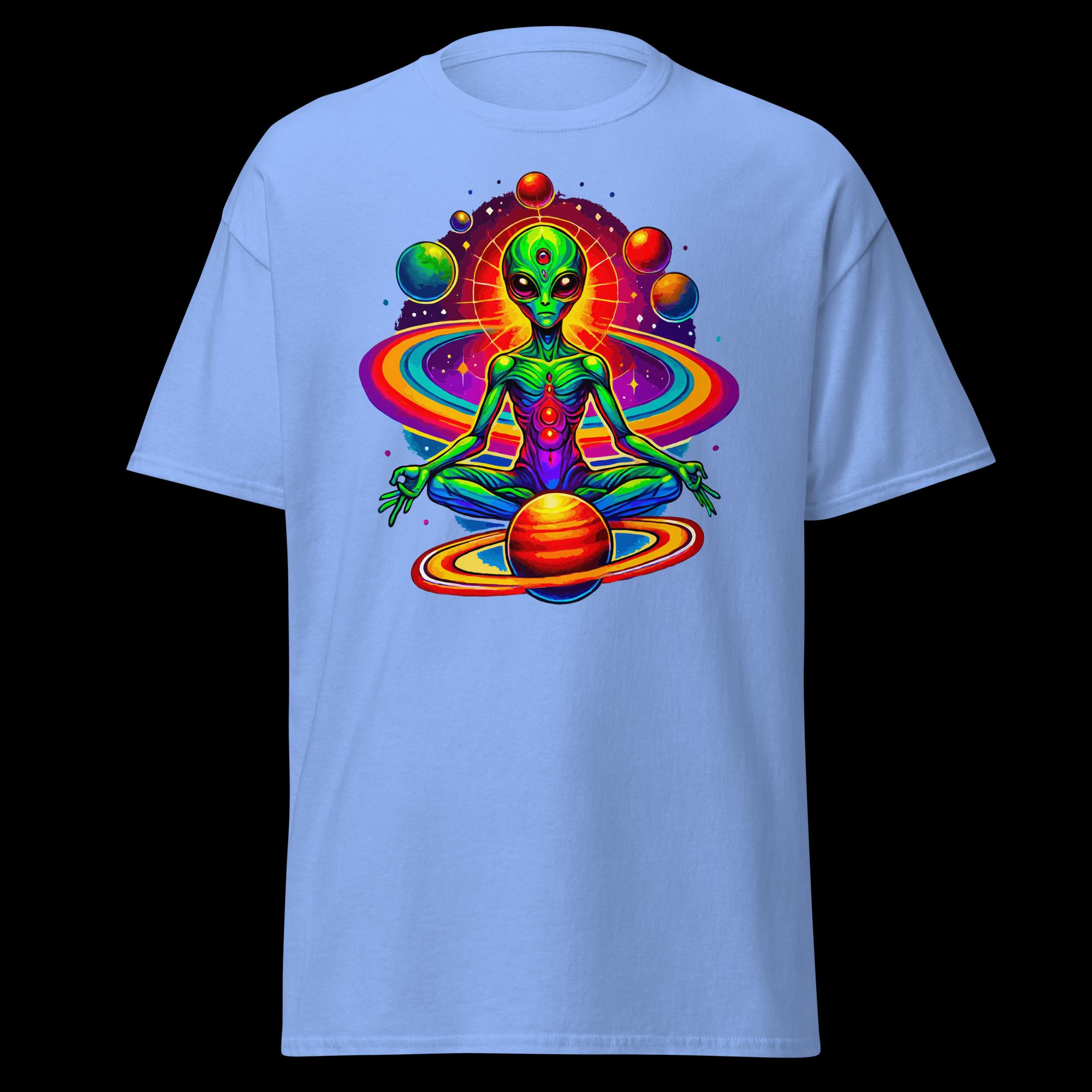 エイリアン瞑想Tシャツ：サイケデリックフェスティバルアートウェア 