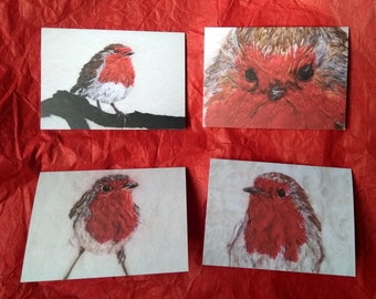 Christmas Robin cards - 4 pack