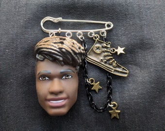 Ken doll kilt pin charm brooch