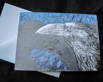 Crow design art blank greeting card