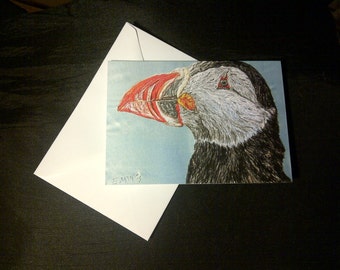 Puffin Design blank greeting card