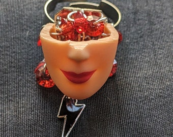 Red Dolls Lips adjustable beaded and charm ring