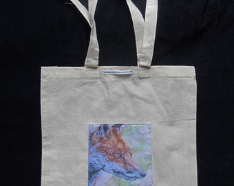 Fox Art Design Pocket Tote Bag