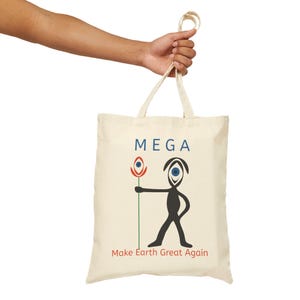 M.E.G.A. Tote Bag | Earth Graphic Cotton Tote | Eco Statement Bag | Minimalist Everyday Carry | Unisex Gift | Organic cotton afbeelding 4