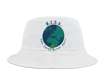 M.E.G.A. Bucket Hat | Earth Graphic Sun Hat | Eco Streetwear Hat | Minimalist Climate Accessory | Unisex Gift