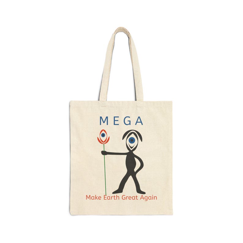 M.E.G.A. Tote Bag | Earth Graphic Cotton Tote | Eco Statement Bag | Minimalist Everyday Carry | Unisex Gift | Organic cotton afbeelding 1