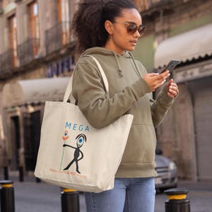 M.E.G.A. Tote Bag | Earth Graphic Cotton Tote | Eco Statement Bag | Minimalist Everyday Carry | Unisex Gift | Organic cotton afbeelding 9
