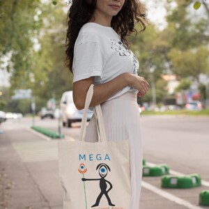 M.E.G.A. Tote Bag | Earth Graphic Cotton Tote | Eco Statement Bag | Minimalist Everyday Carry | Unisex Gift | Organic cotton afbeelding 8
