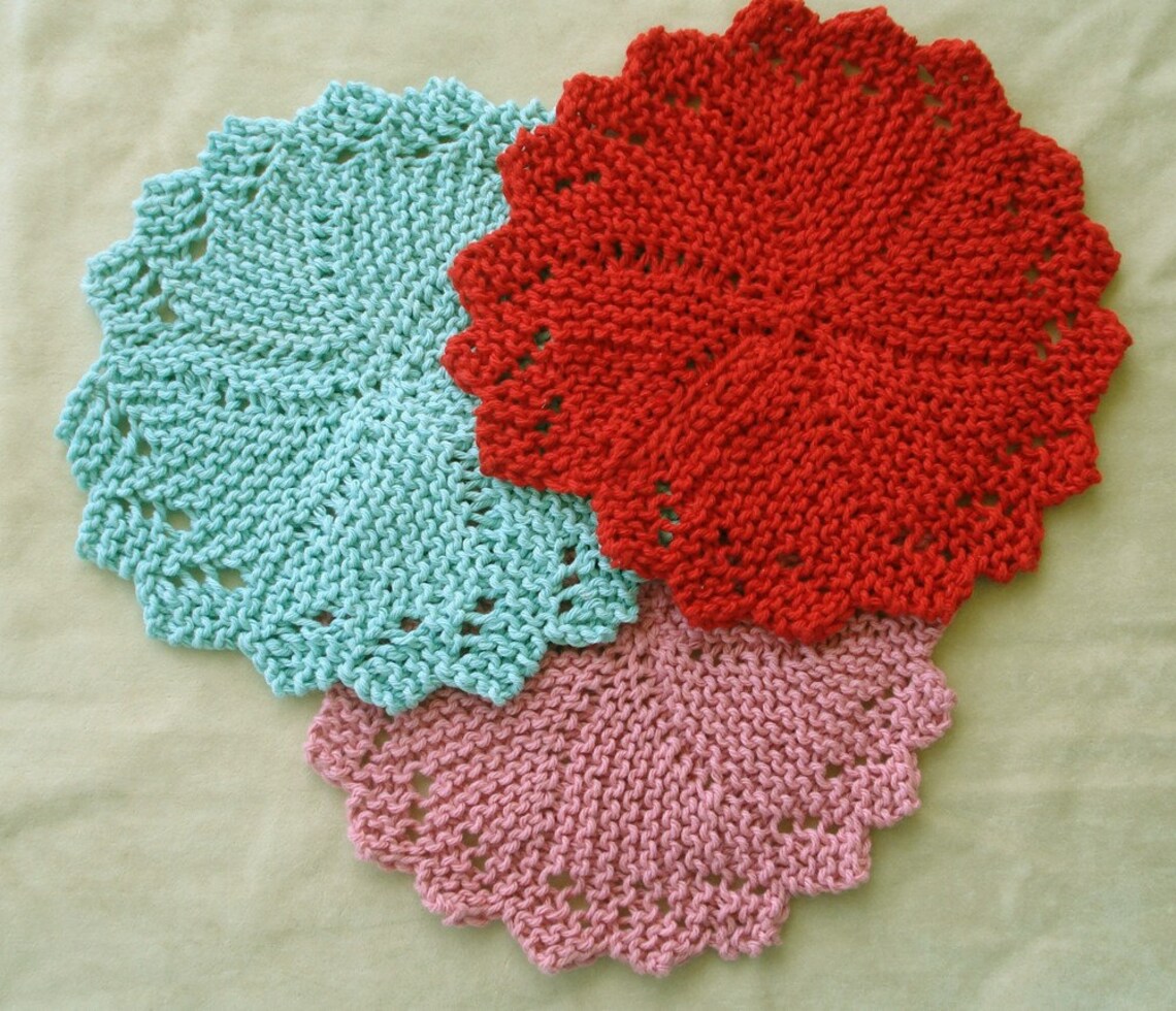 Hand Knit Dishcloth Washcloth Doily Unique Round Best Ever Etsy