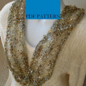 Pattern for Knit Moebius Scarf of Ladder Ribbon Yarn with Variations image 1