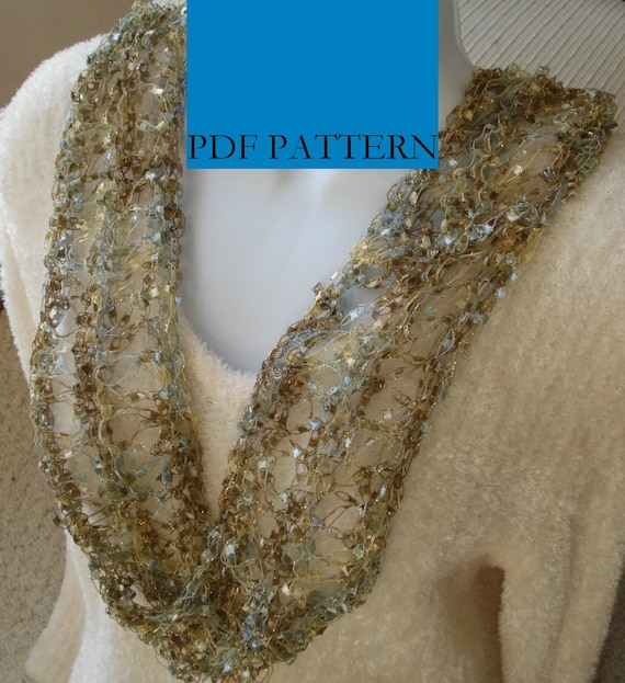 Pattern For Knit Moebius Scarf Of Ladder Ribbon Yarn With Variations