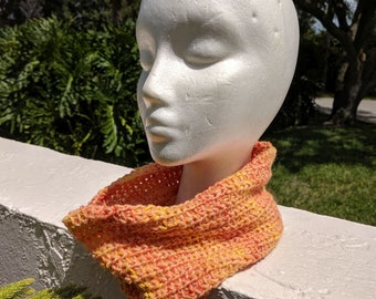 Neckwarmer, Knit Infinity Scarf - Headband - Ear warmer -Silk and Acrylic  Recycled Roving Silk Yarn Hand Dyed in India, Hand Knit in the US