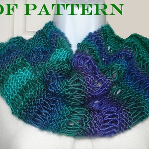 Knit Infinity Scarf = PDF Pattern for Scarf or Cowl of DK or Worsted Yarn with Variations