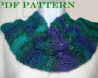 Knit Infinity Scarf = PDF Pattern for Scarf or Cowl of DK or Worsted Yarn with Variations