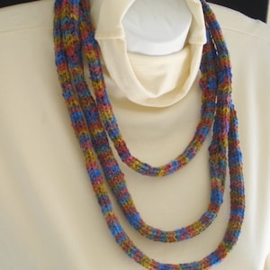 Fiber Necklace Machine Knit Infinity Scarf  - Soft Textile Jewelry