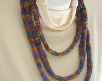 Fiber Necklace Machine Knit Infinity Scarf  - Soft Textile Jewelry