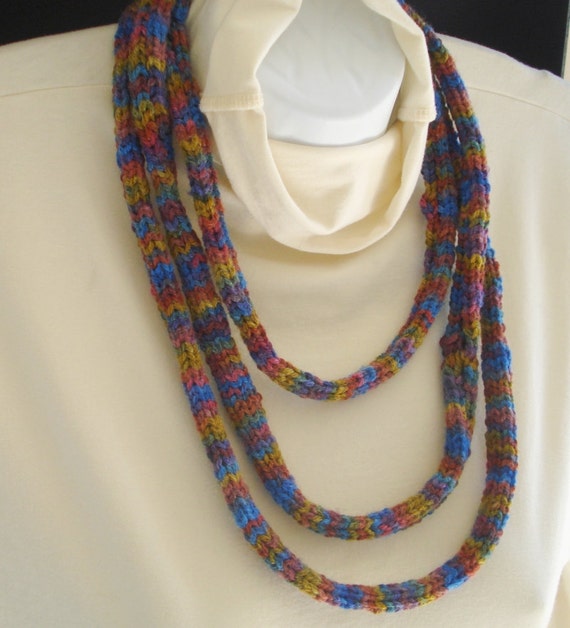 Fiber Necklace Machine Knit Infinity Scarf Soft Textile Jewelry