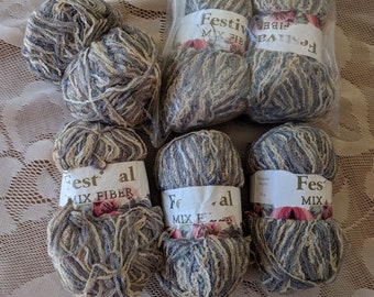 Festival Mixed Fiber Vintage Yarn, Polyester/Acrylic Yarn, 6 Balls available, 50 grams