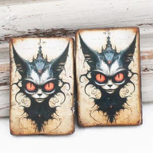 Dark Fantasy Black Cat Earring Charm Beads Halloween Jewelry, Gothic Earrings, Handmade Beads for Earrings, DIY Jewelry Supplies
