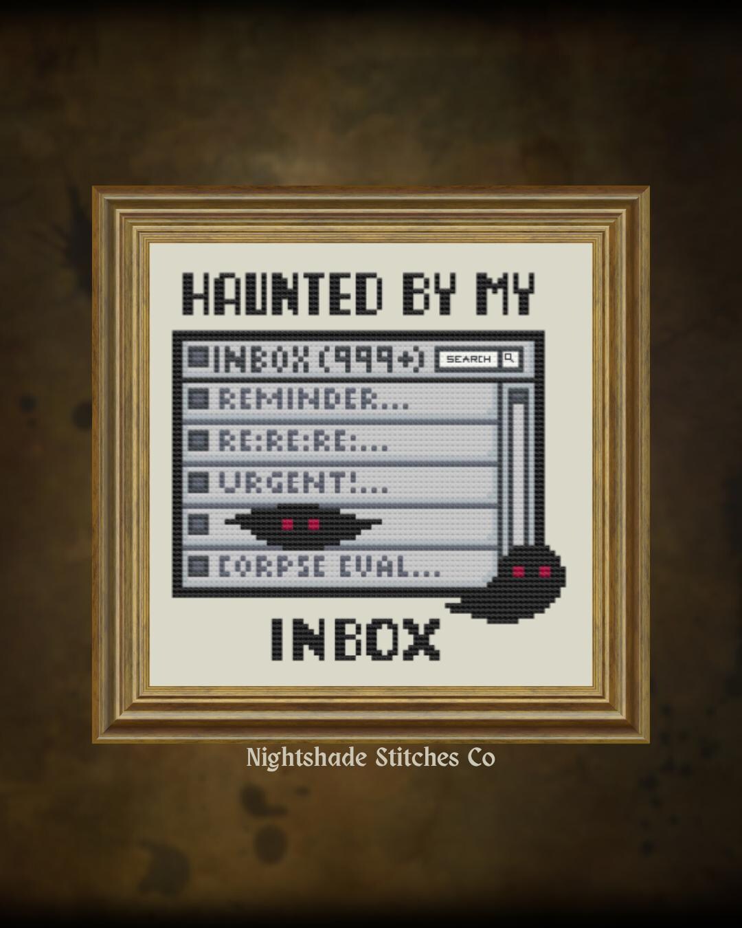 Haunted Inbox Cross Stitch Pattern | Gothic Office Humor Decor (PDF) - Etsy