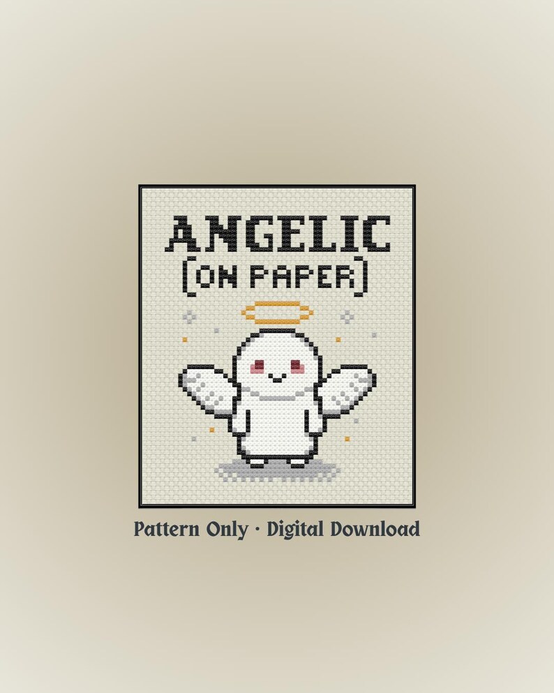 Funny Gothic Angel Cross Stitch Pattern | Dark Humor Sampler (PDF ...