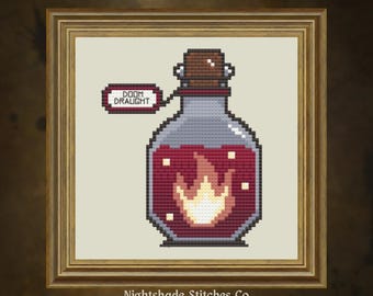 Doom Draught Potion Cross Stitch Pattern | Gothic Apothecary Design | Dark Fantasy Stitch PDF