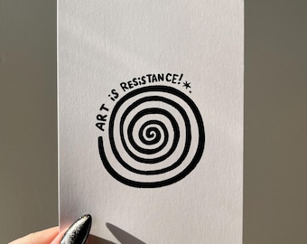 Art is Resistance 4x6 Print - Black and White Swirl Tattoo Postcard